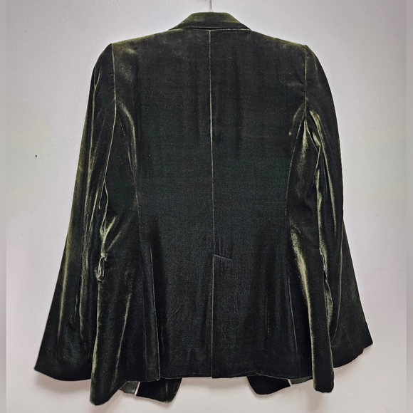 Massimo Dutti Green Velvet Blazer Sz 6 - Picture 3 of 16